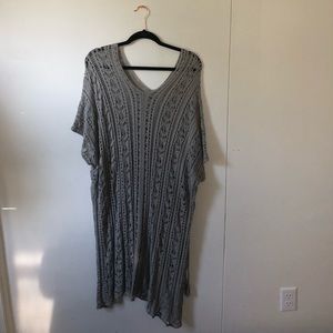 Poncho or Bathing Suit cover up grey knit